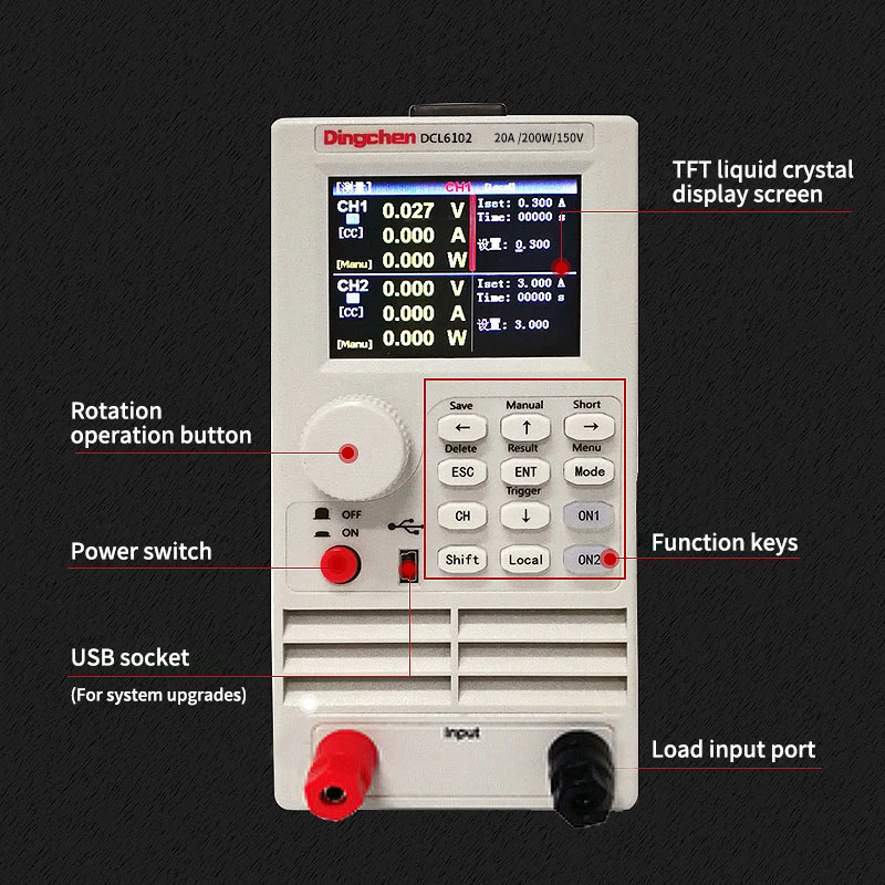 DC electronic load tester 200W/600W battery capacity tester power test aging tester 150V/40A 500V/15A