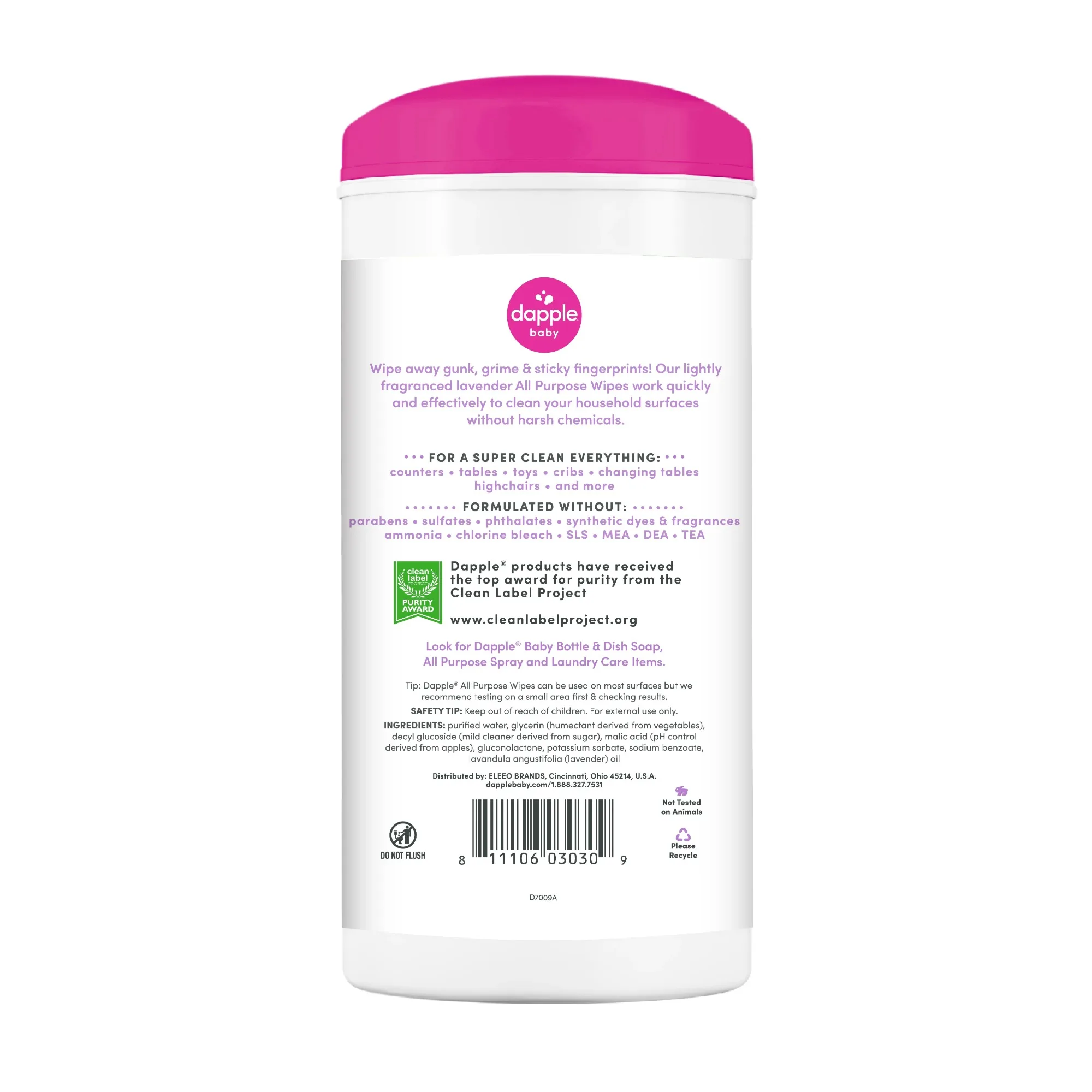 (3 パック) ベビー用多目的クリーニングワイプ、植物と赤ちゃんに優しい、75 枚のワイプ