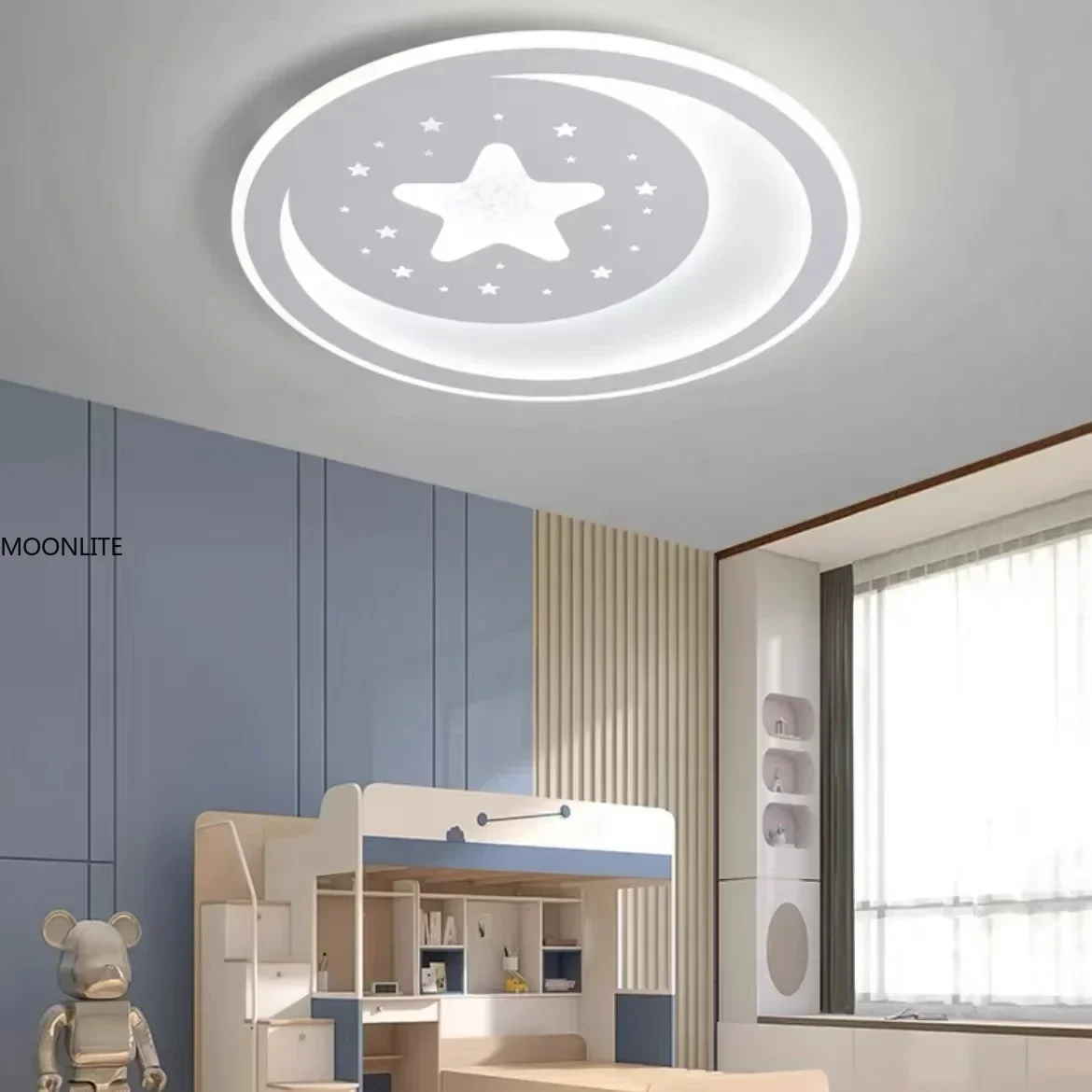 

Cute Moonlite Lighting Acrylic Ceiling Lamp for Child Bedroom Study Kitchen with Stars Moon Ultra-thin Dimmable LED Liminaria