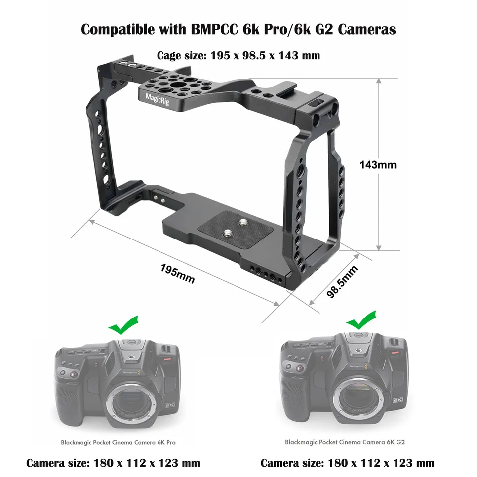 MAGICRIG BMPCC 6K Pro/G2 フルカメラケージ NATOハンドル NATOレール