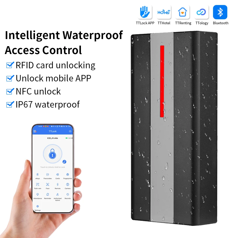H1X TTLOCK App Smart Lock Access Control Keypad NFC Reader Outdoor Fingerprint NFC Bluetooth Rfid Passcode Card Ip67 Waterproof