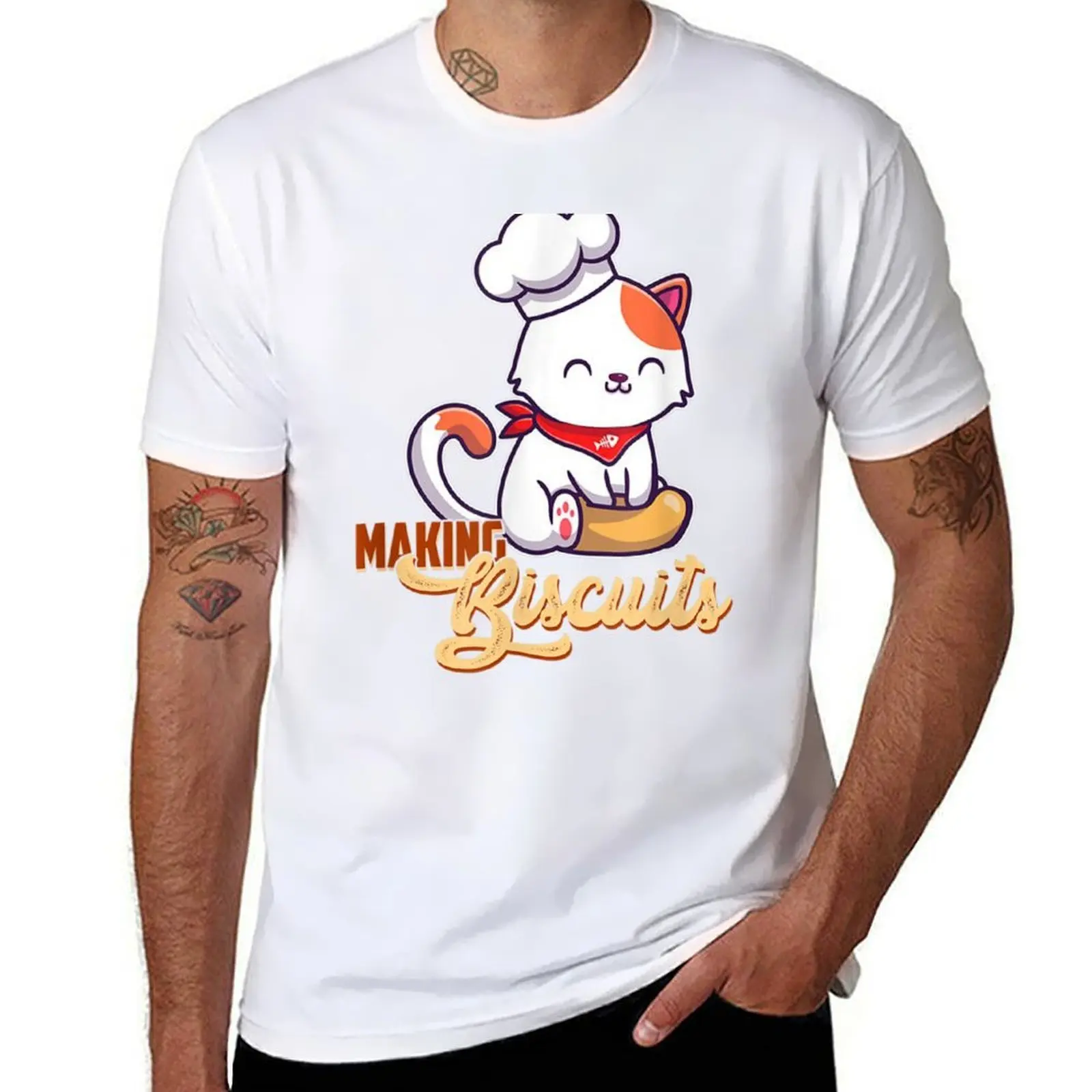 

Cat Making Biscuits T-Shirt cotton t shirts high quality t shirt man plain T-Shirt