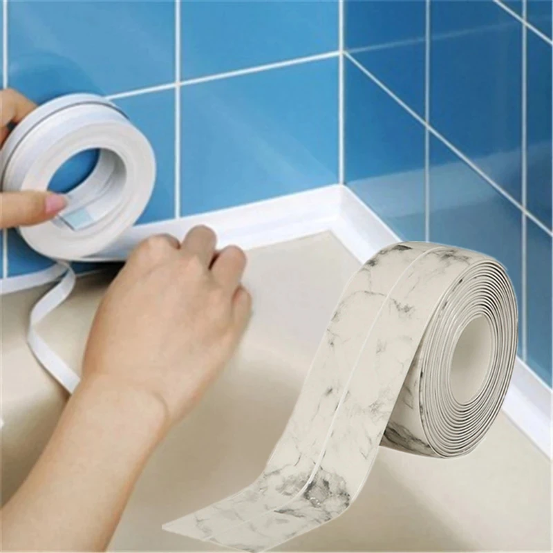 Shower Bath Sealing Tape Strips PVC Self Adhesive Waterproof Wall Sticker for Bathroom Kitchen Seal Caulk Strip Sink Mold Proof