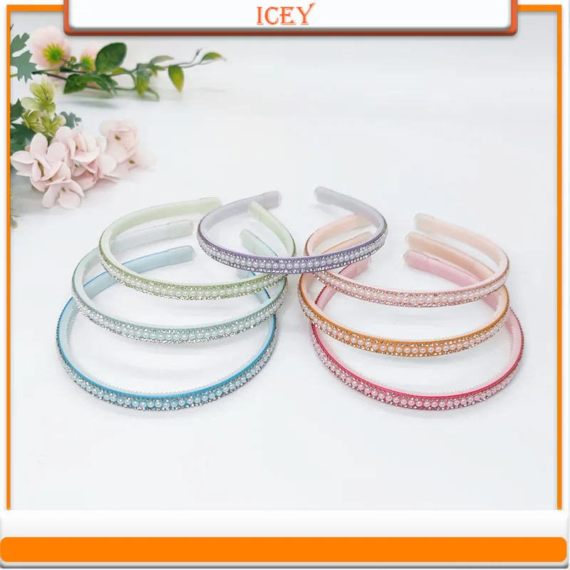 1pc Pearl Headbands Double Row Drill Headwear Bulk Scrunchie Double Row Water Drill Hair Accessories Pearl Headband