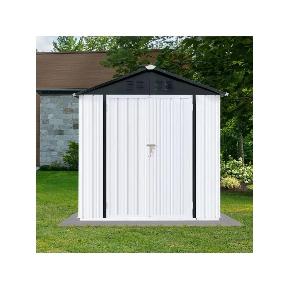 

6' x 4' Outdoor Storage Shed, Large Metal Tool Sheds, Utility and Tool Garden Shed with Lockable Doors for Backyard, Patio, Outs