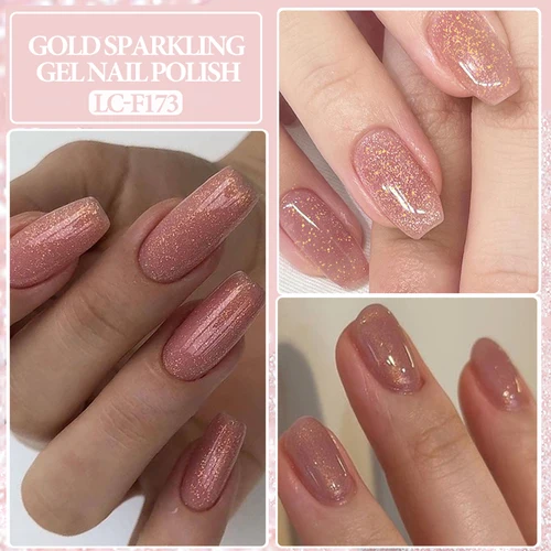 Imagen 2 del producto LILYCUTE 7ml esmalte de uñas de Gel con purpurina dorada Primavera Verano 184 colores para manicura barniz de Gel UV semipermanente para decoración de uñas