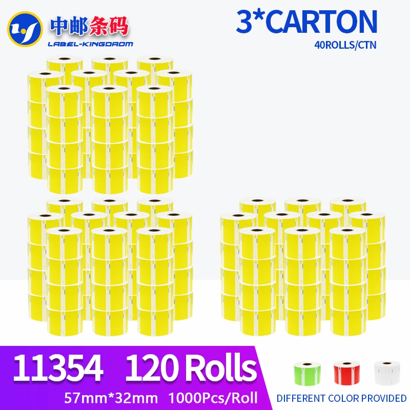 

120 Rolls Dymo Compatible Yellow 11354 Label 57mm*32mm 1000Pcs for LabelWriter 400 450 450Turbo Printer Seiko SLP 440 450