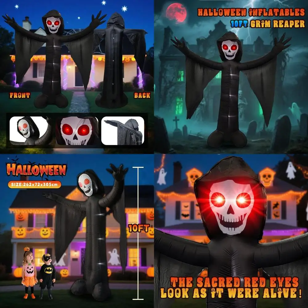 

Halloween Inflatable Demon Ghost with LED Lights, 10FT Grim Reaper Lawn Yard Decoration