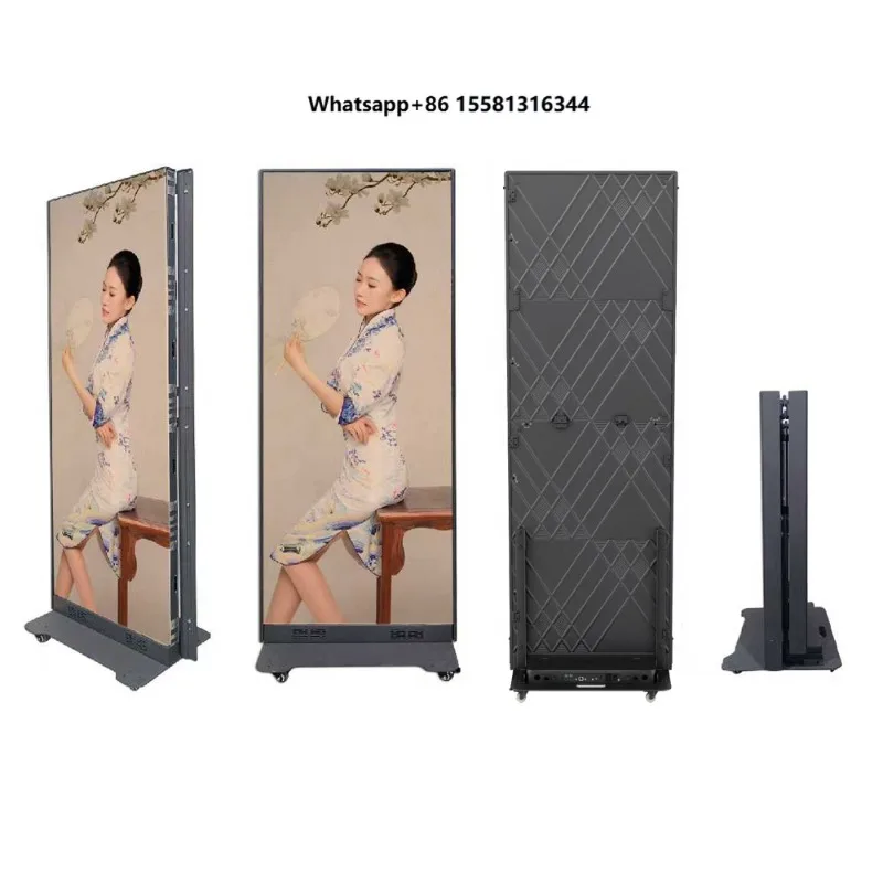 Foldable LED Poster Screen Digital Commercial Indoor High Resolution Anti-Glare Aluminum Alloy Shopping Mall Visual Display