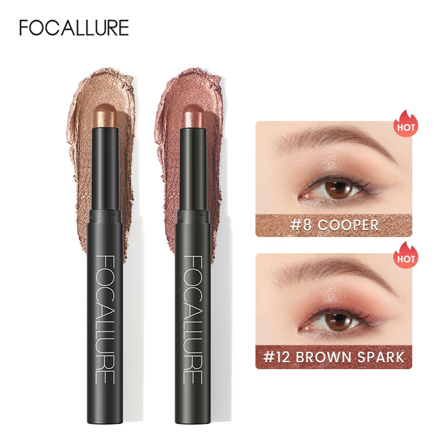 FOCALLURE 12 Colors Eyeshadow Sticker Cosmetics Shadows Pencil Eyeliner Highlighter Shimmer Pigment Professional Female Makeup