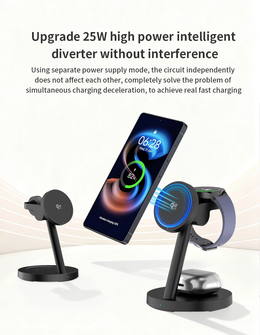 HaaYot Qi2.2 25W Kabellose Ladestation, Superschnelles Laden für iPhone 18/17 Serie, Galaxy S26/S25 Ultra, Galaxy Watch 9/Ultra – Detail 3