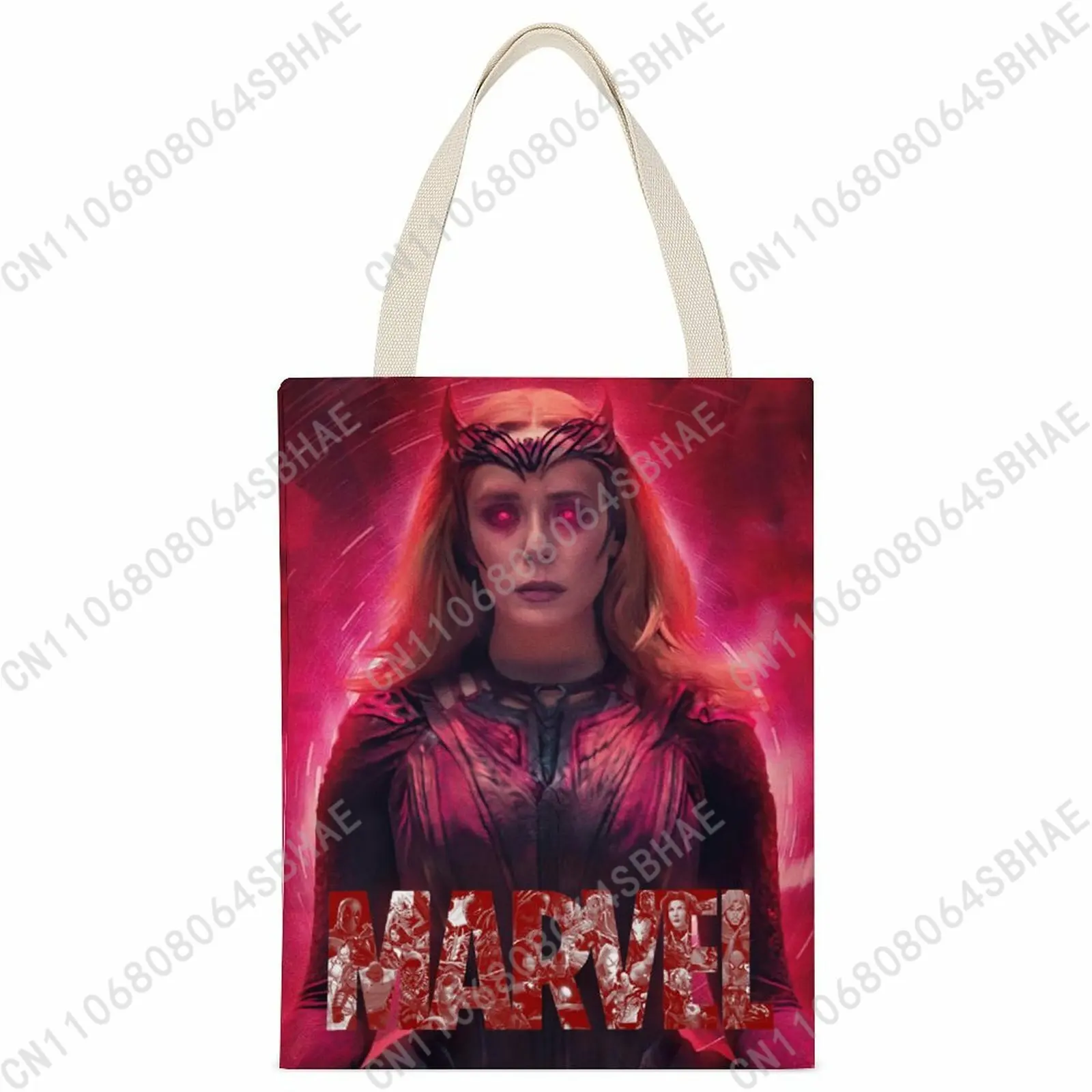 

Сумка-шоппер из холщовой ткани Marvel Scarlet Witch, многоразовая сумка для покупок, женская и мужская сумка через плечо, с двусторонней печатью, подарок для косплея
