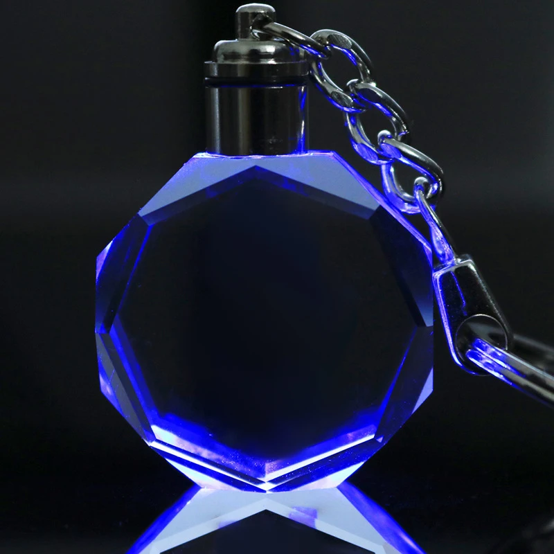 5 pièces de porte-clés en cristal avec lumière LED, pendentif commémoratif en verre personnalisé, souvenir pour accessoires d'intérieur lumineux