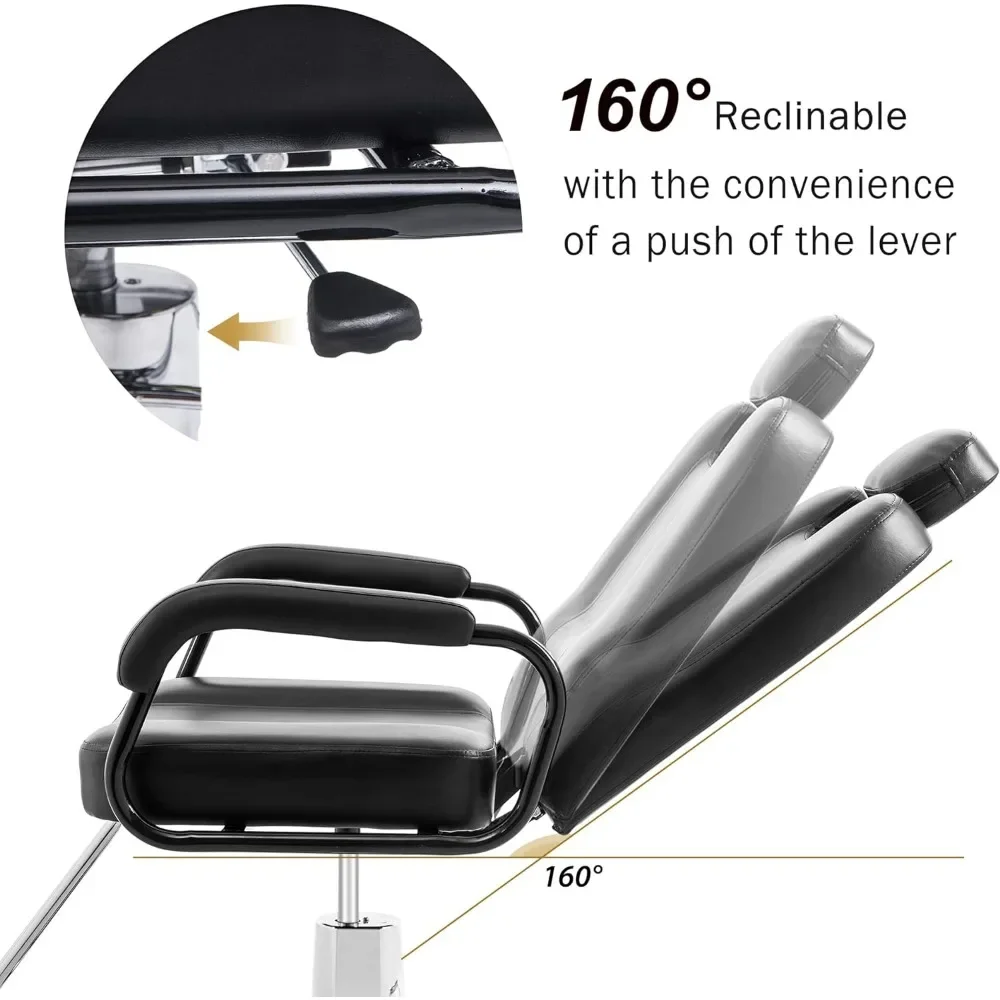 Silla de barbero reclinable hidráulica para peluquería, asiento Extra más ancho y bomba hidráulica resistente, equipo de belleza mejorado para salón de belleza