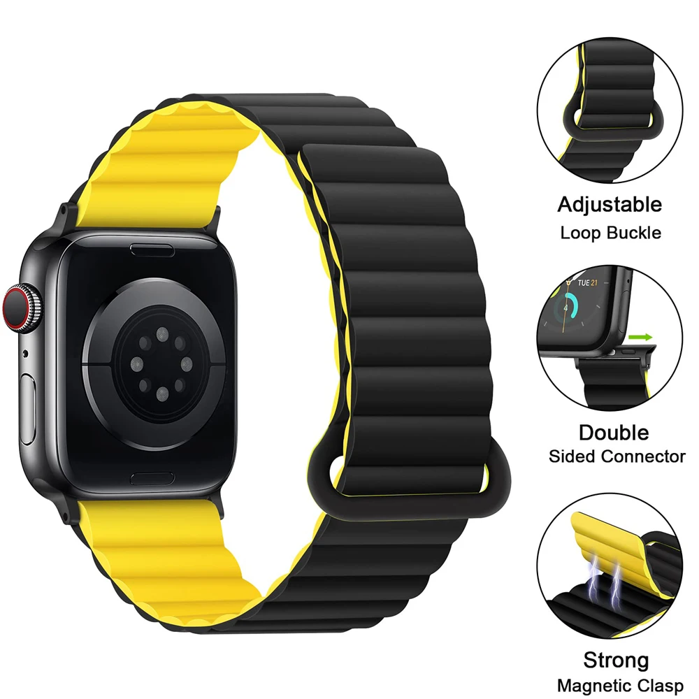 Magnetic Loop strap For Apple watch Ultra2 band 49-38mm Silicone Bracelet Series 10-3 SE official-website smartwatch Accessories