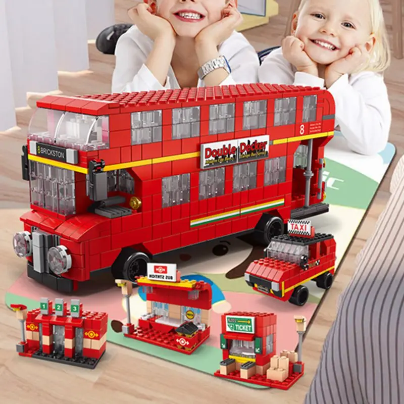 

City Automobile Bus Car Double Decker 1000PCS Bricks Building Blocks Sets Toys for Children Kids Gifts for City Car