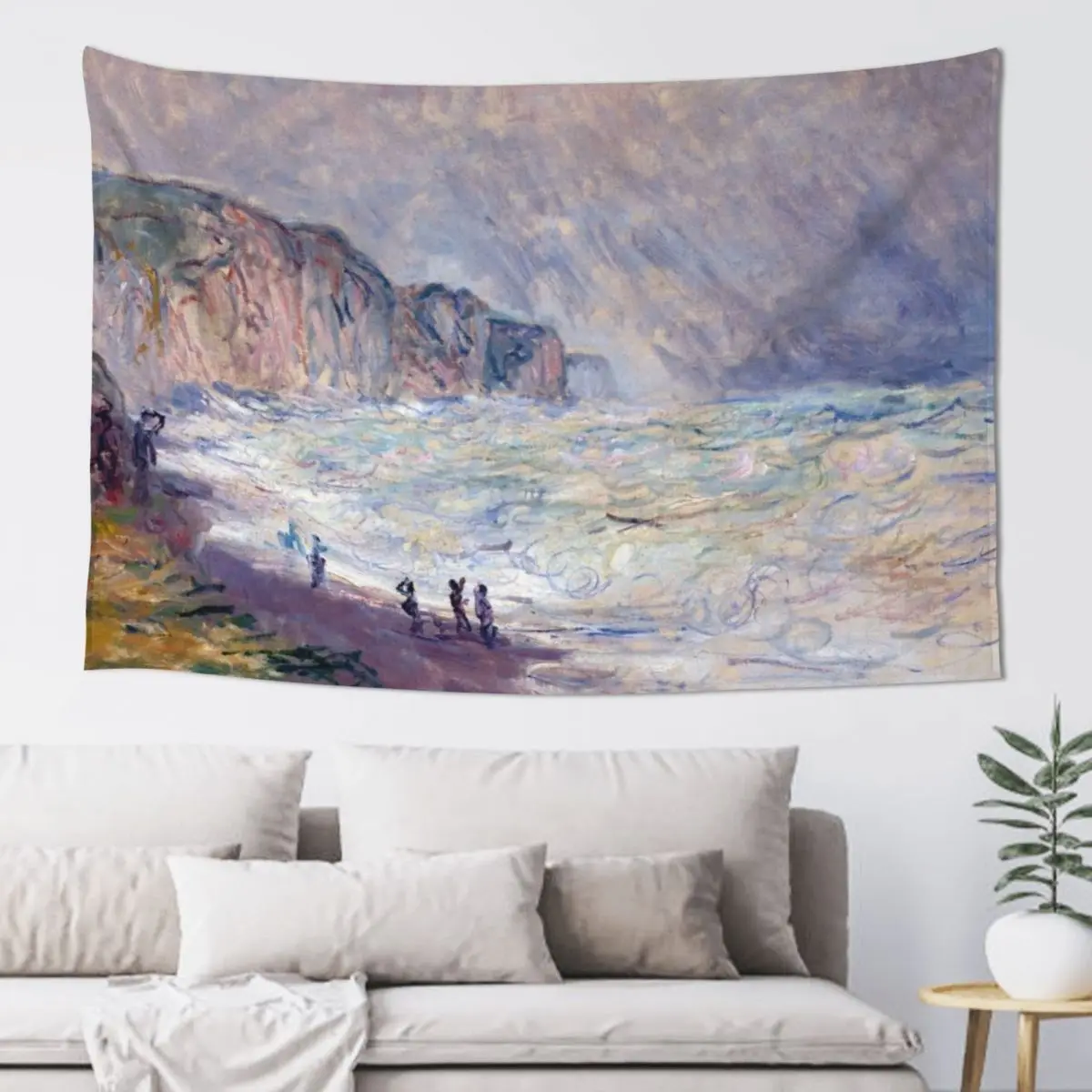 

1897-Claude Monet-Heavy Sea at Pourville-73 x 101 Tapestry Art Mural Japanese Room Decor Outdoor Decor Tapestry