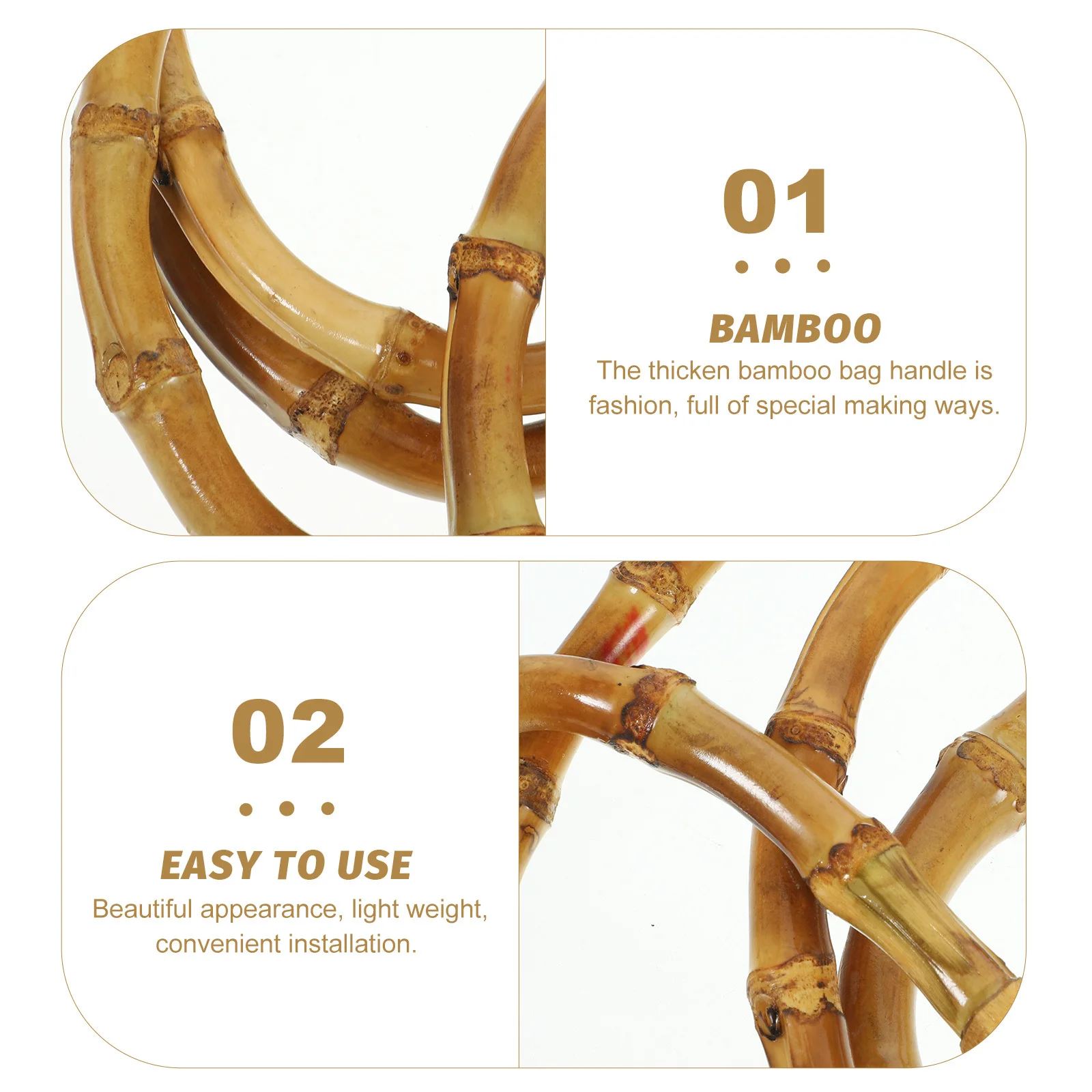 

4Pcs D Shape Bamboo Bag Handle Frame Thickened Varnish Finish Handbag DIY Accessories Replacement Purse Making Supplies Unique
