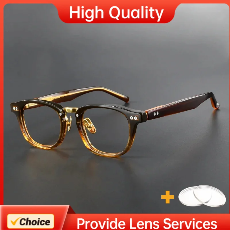 

9999 Style Japanese Retro Small Size Eyeglasses Frame Titanium Acetate Decorative Studs for Men Women Prescription Lenses M151