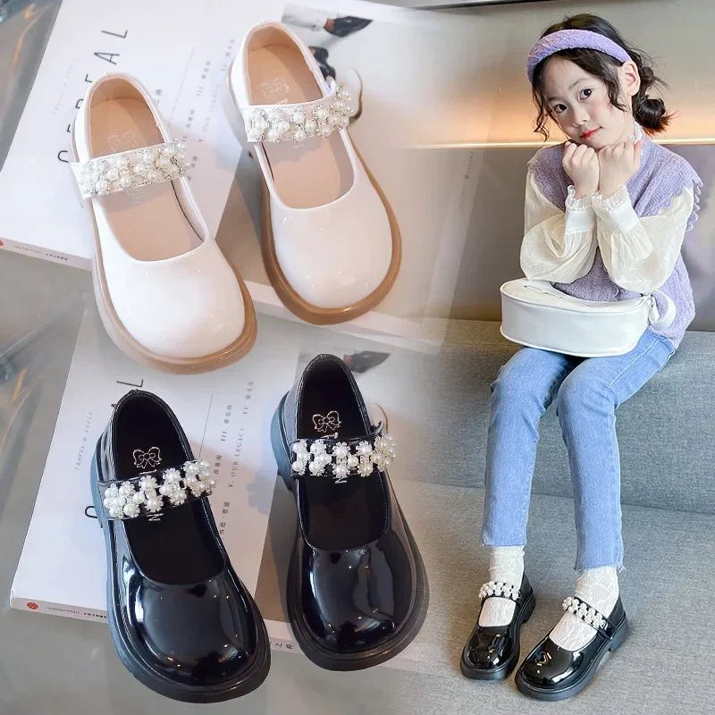 Kid Shoe Fashion Kids Small Leather Shoes 2023 New Girl Shoes Kid Princess Shoes Student Soft Sole Single Shoes Mary Janes Shoes