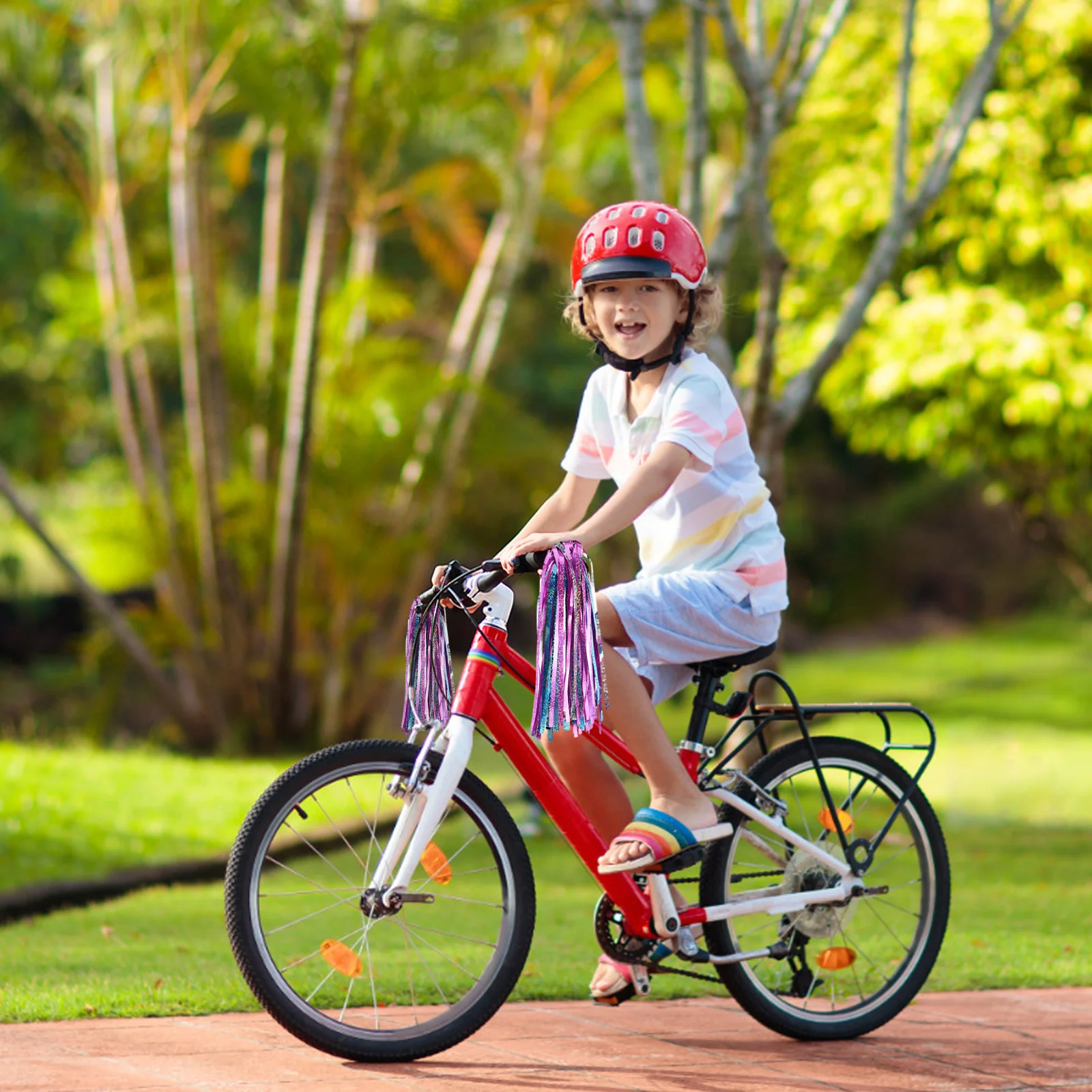 4pcs Kids Bicycle Tassel Ribbon Streamers Vibrant Handlebar Decor For Bike Scooter Tricycle Universal Accessories