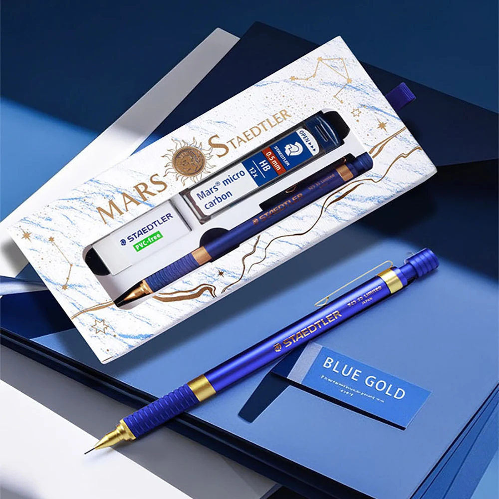 German STAEDTLER All-metal Mechanical Pencil 925 35 Blue Gold-limited Drawn 0.5mm Art Supplies Korean Stationery Cute Pencils