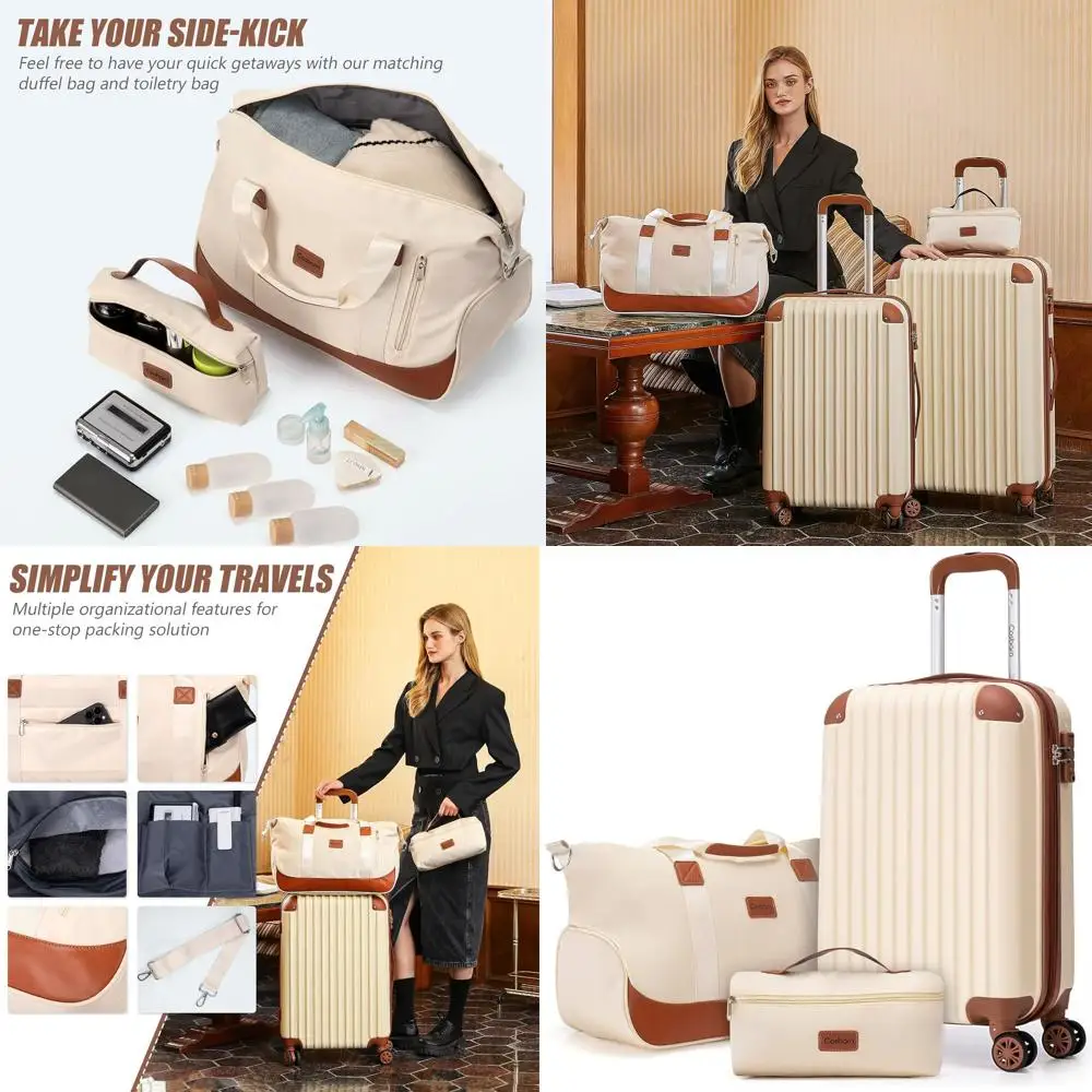 

3-Piece Luggage Set: 20 Airline Approved ABS Hardshell Suitcase with Wheels, TSA Lock, and Duffel Bag for Travel