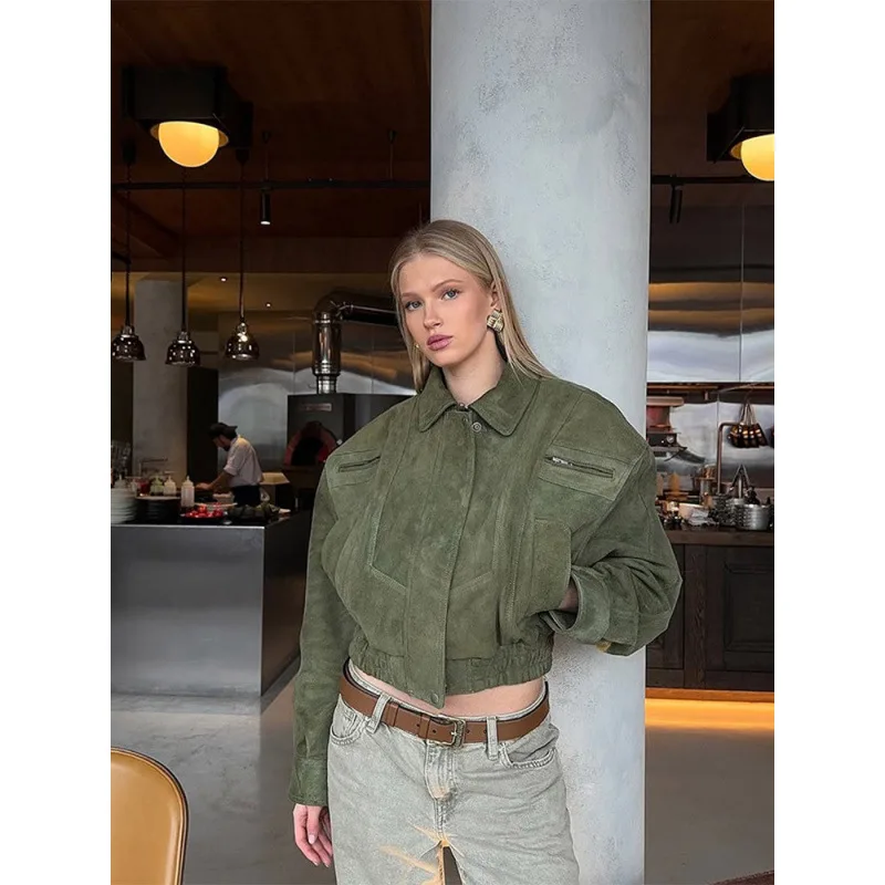 

Autumn 2025 American Retro Motorcycle Stylish Short Loose Women's Premium Cropped Jacket