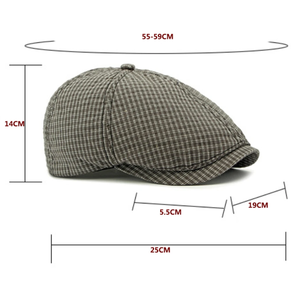 HT4798 Herren Berets Frauen Plaid Künstler Maler Baskenmütze Hut Männlich Weiblich Ivy Flache Kappen Einstellbar Frühling Herbst Achteckige Baskenmütze Kappen – Detail 1