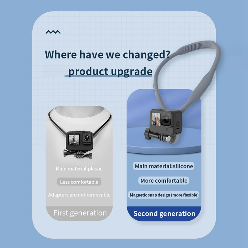 TELESIN Магнитное силиконовое крепление на шею для Insta360/DJI Osmo/Gopro Hero 11, 10, 9, 8, 7, 6, 5, сменные аксессуары для экшн-камеры