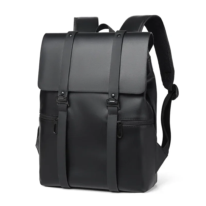 Casual Daypack Fashion Black Leather Men Backpack Travel Bag School S Large Laptop Soft Skin 14 Backpack Mochilas Masculinas