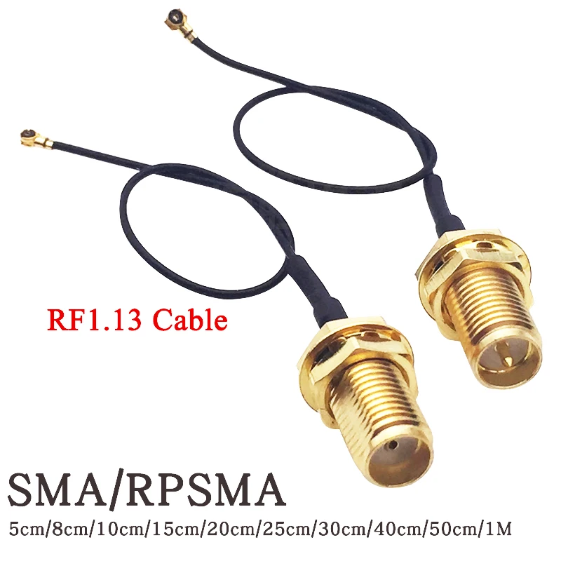 2 piezas cable 1.13 conector SMA hembra a UFL/U.FL/ cable de baja pérdida a (RP)SMA pigtail cable de extensión de antena WiFi