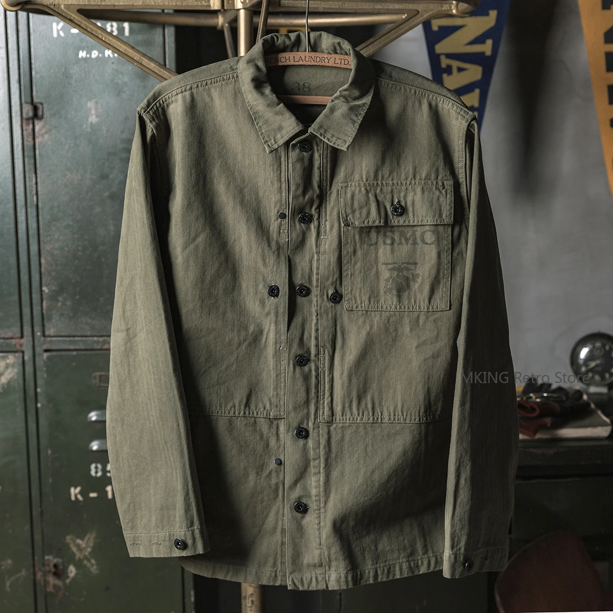 

Rugged Bronson USMC HBT P-44 World War II Herringbone Tooling Jacket Men's P44 Jacket