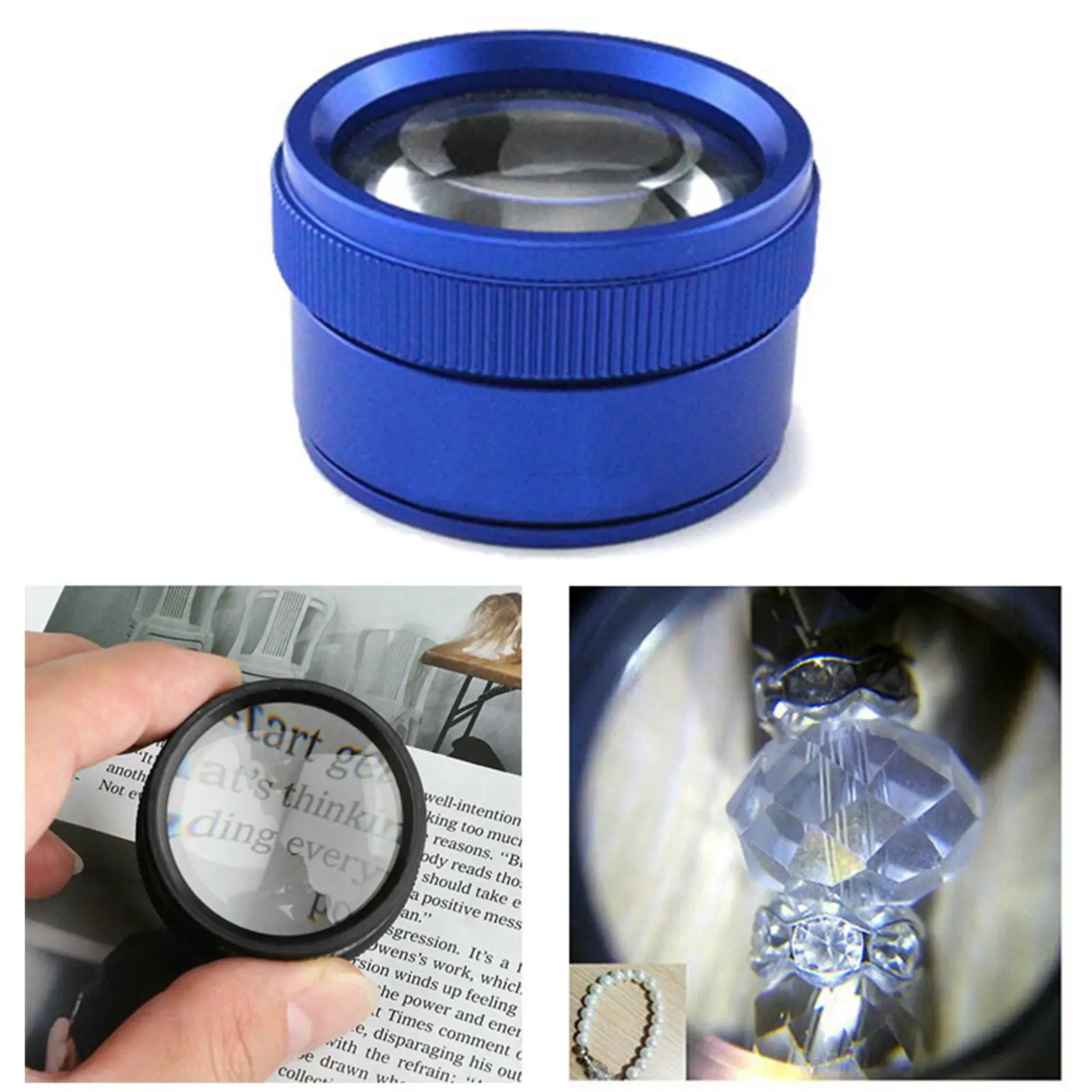 30X 36mm Portable Magnifying Loop for Jewelry Inspection with Coated Optics Lens Blue Finish