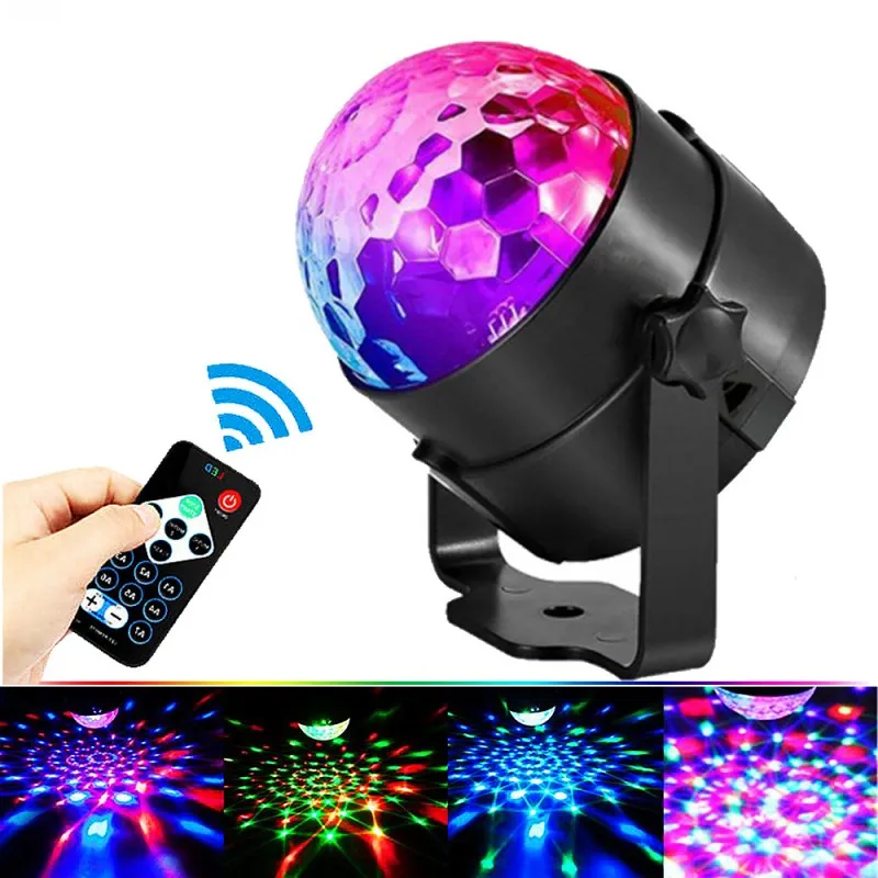 MINI LED Magic Ball Light telecomando Sound Control crystal magic ball RGB rotante DJ Ball Party Stage Lights Car Atmosphere Light