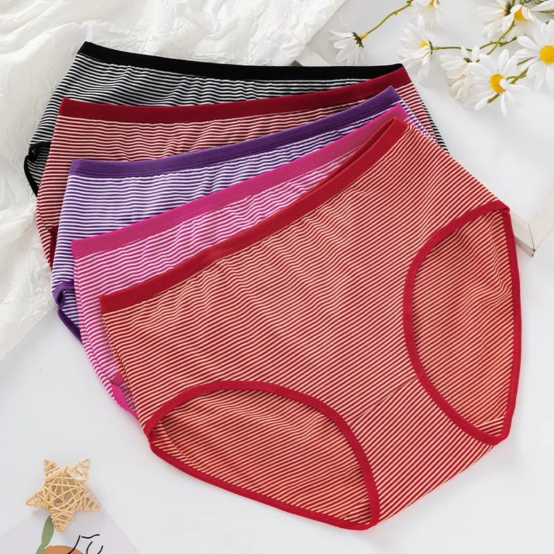 New Wholesale ropa interior femenina 10Pcs/lot Cotton Striped Underwears Women Panties Plus Size 6XL lingerie women\'s briefs