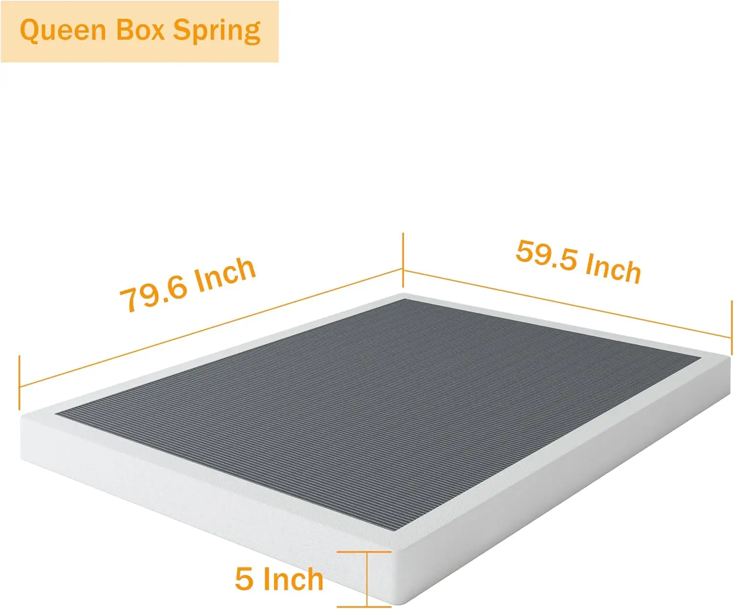 

Box Springs 5 H Queen Box Spring Only Bed Base, Mattress Foundation, Easy Clean Fabric Cover, Non-Slip, No Noise, Easy Assembly