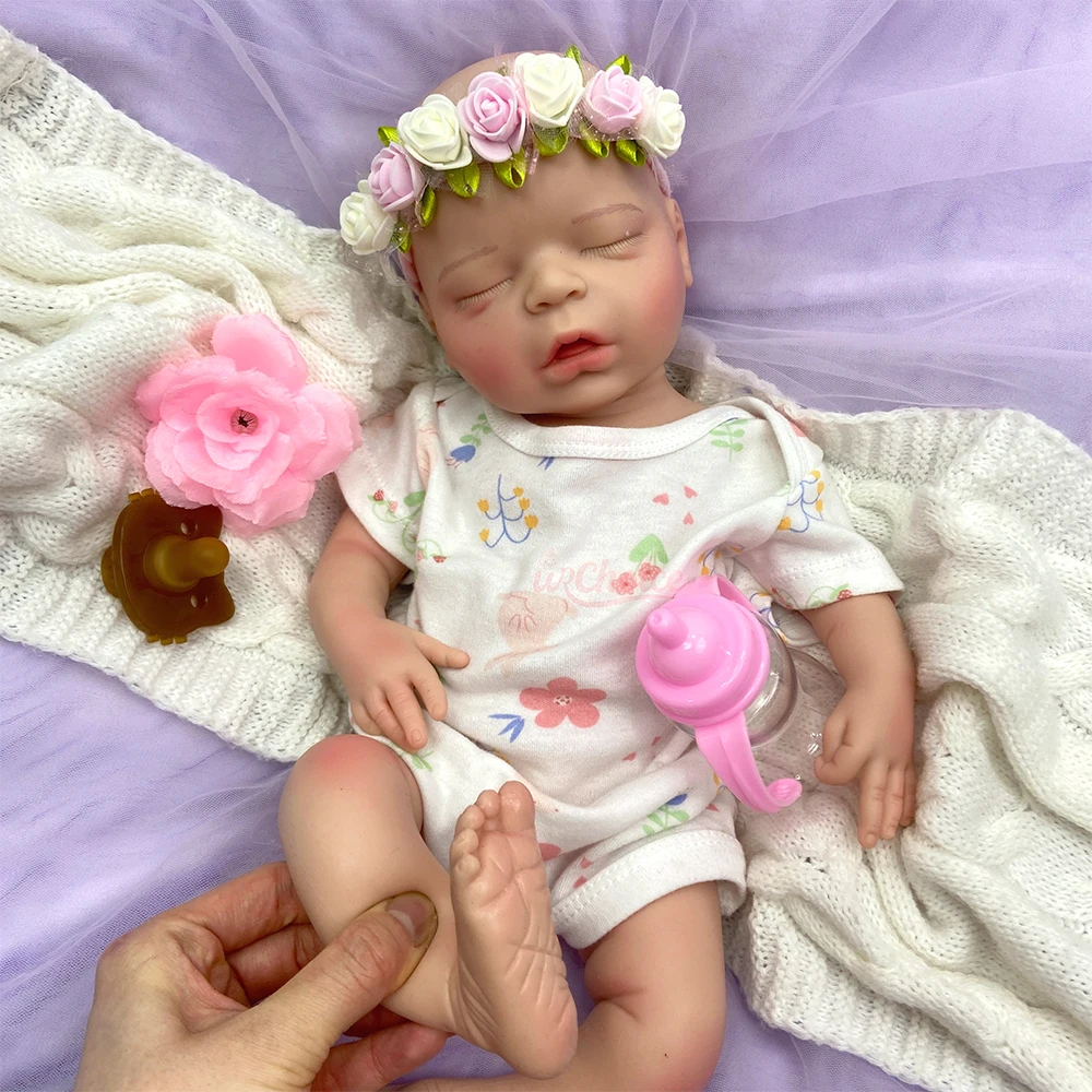 18 inch volledig siliconen reborn babypop meisje, hoge kwaliteit & veilig, kan speen gebruiken, pop als aandenken cadeau voor poppenliefhebbers