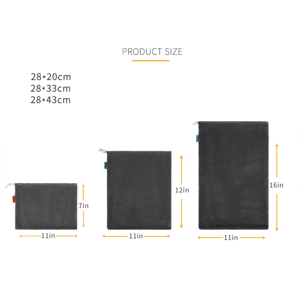

2 PCS Pure Cotton Mesh Bag Shopping Pouch Vegetable Storage Bags Recyclable Produce Net Grocery Drawstring Fruit