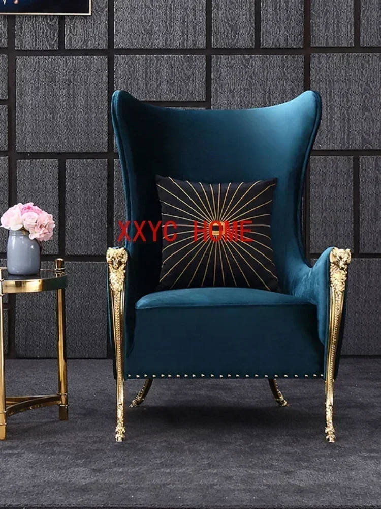Single Sofa American Villa Hotel High Backrest Sheep Head Tiger Chair