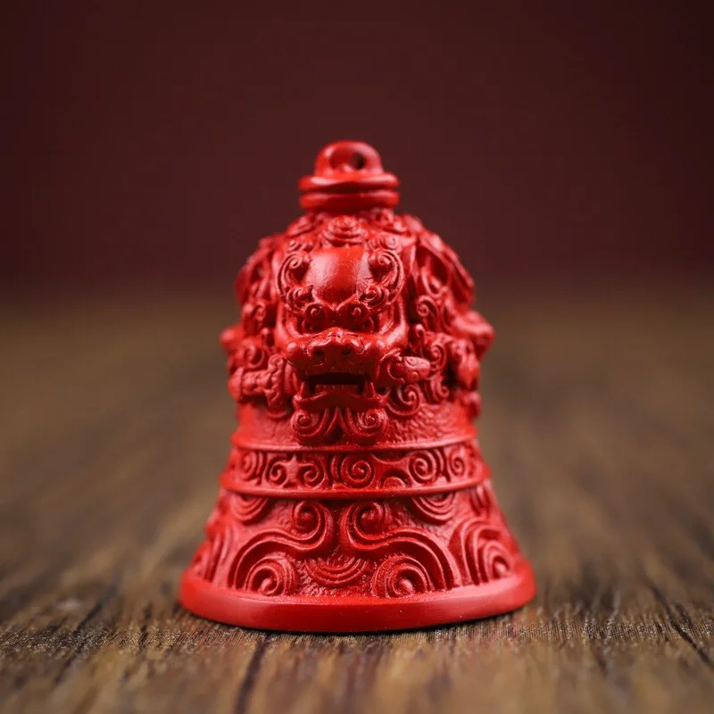 Fidelity Sacred Ring Pendant Lion Little Bell Shape Ornament High Content Red Sand with Rope