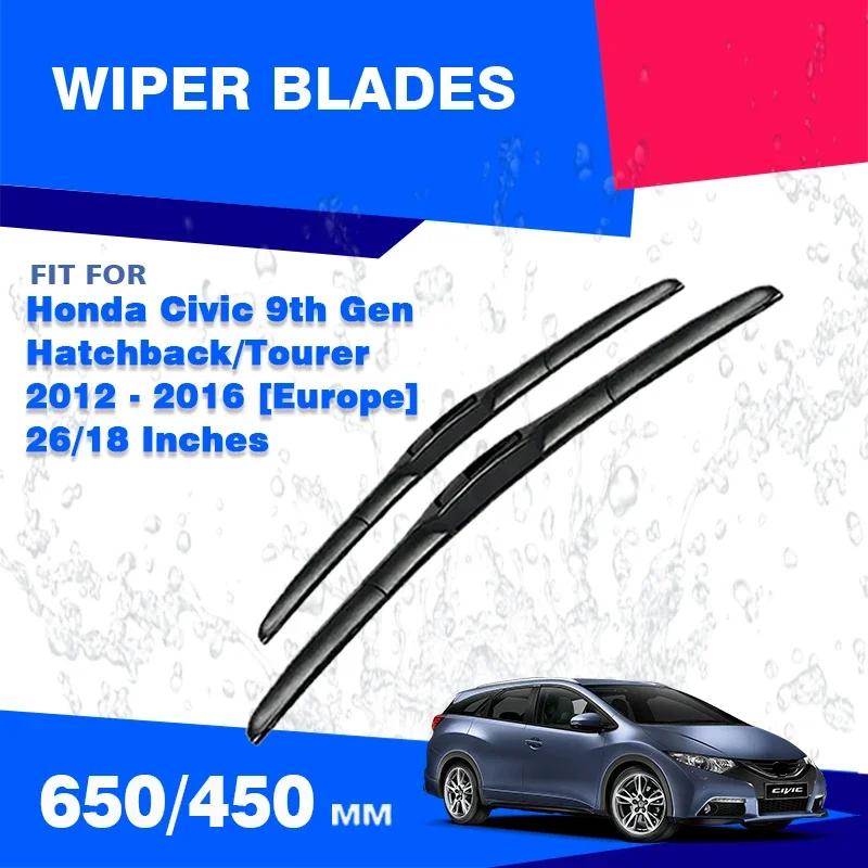 2pcs For Honda Civic 9 9th Gen 2012 - 2016 Hatchback Tourer Europe Front Windshield Wiper Blades Window Windscreen Accessories