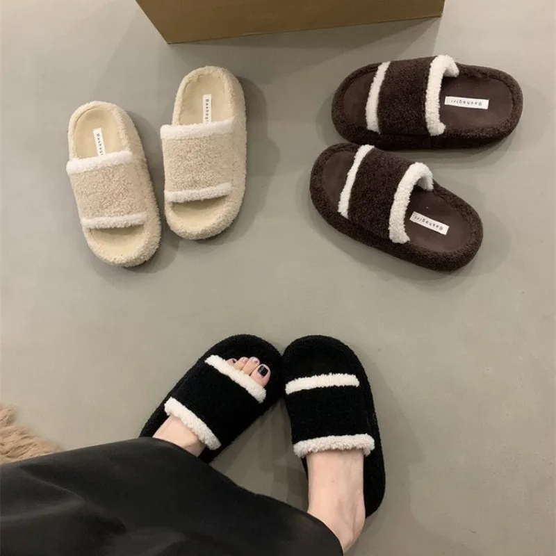 

Новинка 2025, хит продаж, осенне-зимние утолщенные тапочки, модные женские тапочки для ленивого дома, женская обувь