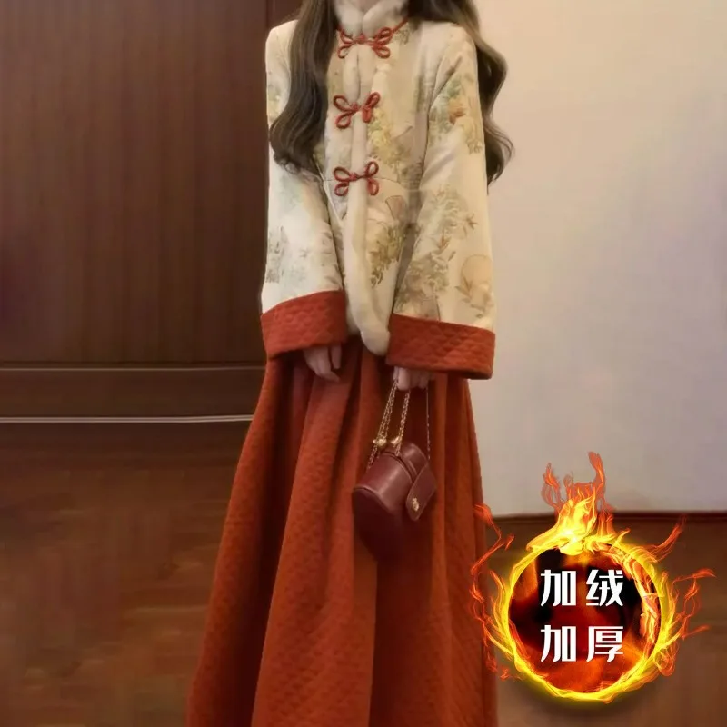 

Женская толстая хлопковая куртка в китайском стиле, новинка 2025, осень-зима, элегантная хлопковая куртка с пряжкой, пальто, большие размеры 3XL