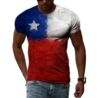 Camisetas de verano con estampado 3D para hombre, Hip Hop, Harajuku, cuello redondo, manga corta, moda, paisaje Natural, Mapa y bandera de Chile