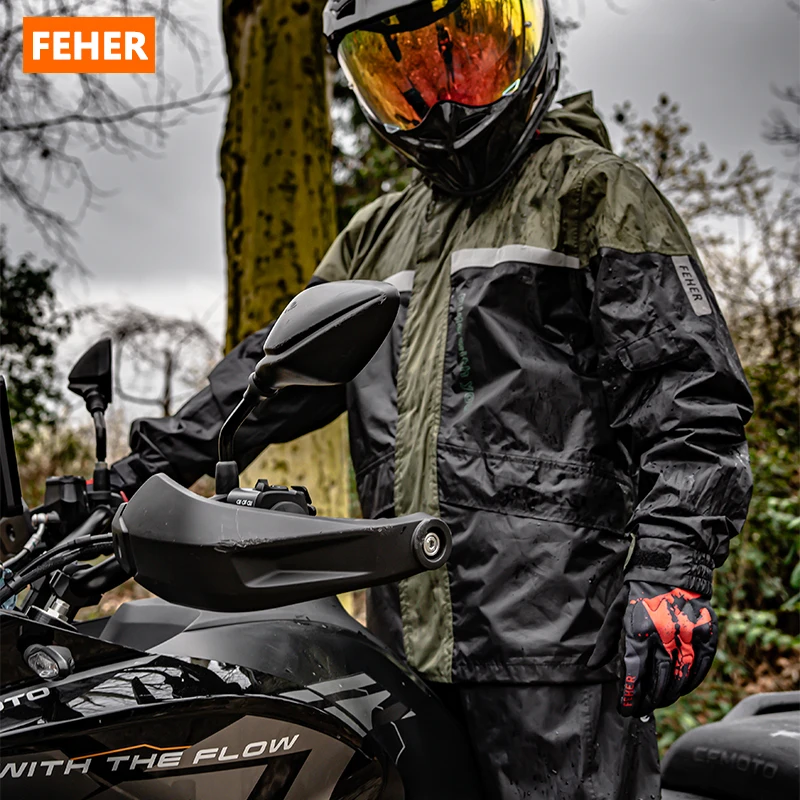 Combinaison de pluie pour moto FEHER, imperméable, unisexe, résistante aux intempéries, imperméable à la pluie forte, résistante aux déchirures, respirante, équipement de moto