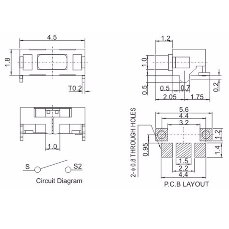 10ピース/ロット2 × 4 2*4*3.5ミリメートルマイクロsmdタクトスイッチサイドボタンスイッチ電話ボタン