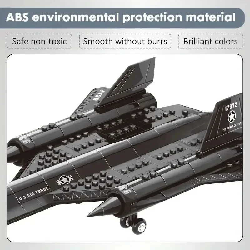 183pcs Creative Military SR-71 Spy Plane  Building Blocks Sets MOC Kit Assembly Bricks STEM Learning Toys for birthdays Toys