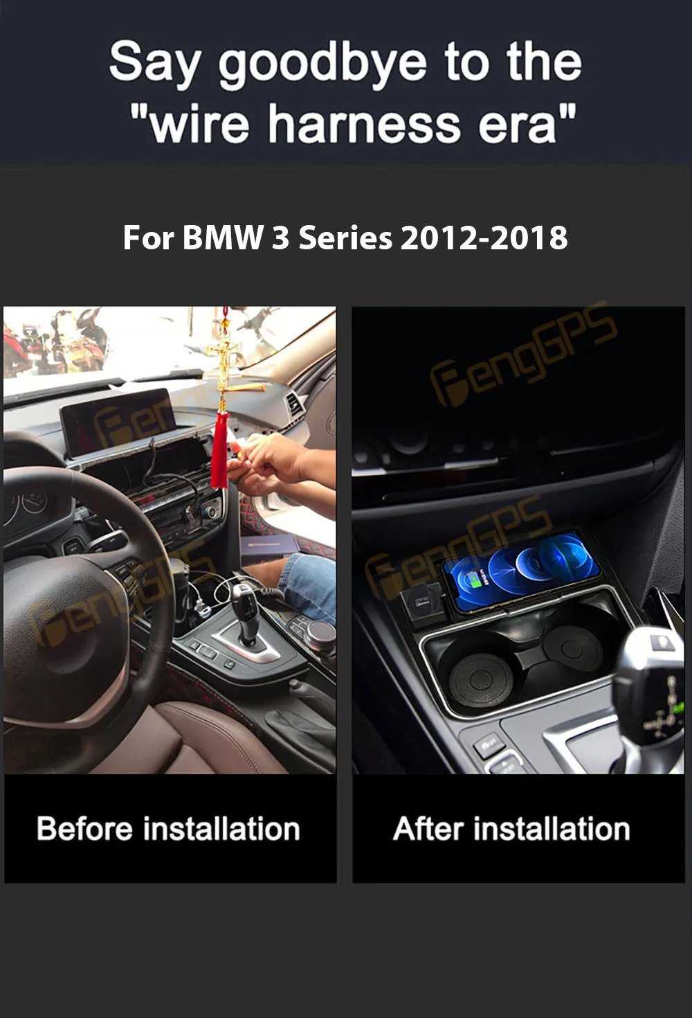 

Center Console Car Wireless Charger For BMW 3 4 Series 2013-2019 F31 F32 F33 F35 F36 F34 F30 Charging Tray Pad Holder Mount Trim