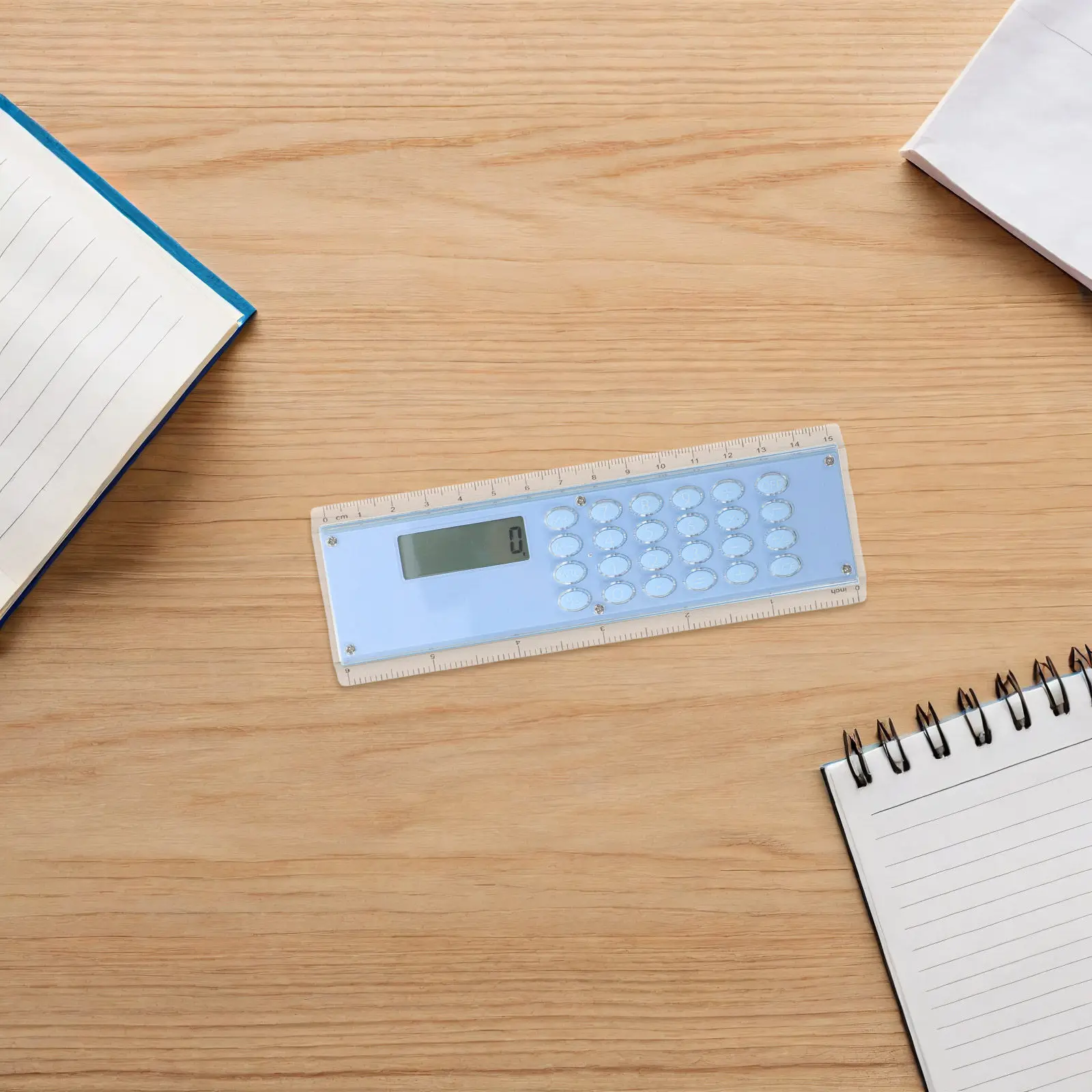 2Pcs Straight Ruler Calculator Dual Scale Measuring Tool 15Cm 6Inch Portable School Office Homework